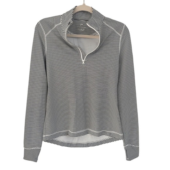 Southern Tide Tops - Southern Tide Womens XS Striped Quarter Zip Performance Pullover Black White